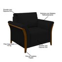 Ver imagem 3 de Kit 2 Poltronas Decorativas Sala de Estar 102cm Pés Madeira Roya M22 Veludo Preto - Mpozenato