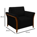 Ver imagem 4 de Kit 2 Poltronas Decorativas Sala de Estar 102cm Pés Madeira Roya M22 Veludo Preto - Mpozenato