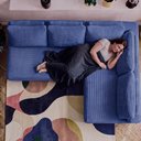 Ver imagem 7 de Sofá de Canto Modular Vibe Direito 2,70m x 1,70m Xpand Tech Tecido Velourê Azul Cama Inbox