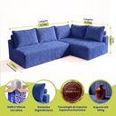 Ver imagem 2 de Sofá de Canto Modular Vibe Direito 2,70m x 1,70m Xpand Tech Tecido Velourê Azul Cama Inbox