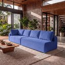 Ver imagem 4 de Sofá de Canto Modular Vibe Direito 2,70m x 1,70m Xpand Tech Tecido Velourê Azul Cama Inbox
