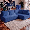 Ver imagem 1 de Sofá de Canto Modular Vibe Direito 2,70m x 1,70m Xpand Tech Tecido Velourê Azul Cama Inbox