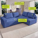 Ver imagem 3 de Sofá de Canto Modular Vibe Direito 2,70m x 1,70m Xpand Tech Tecido Velourê Azul Cama Inbox