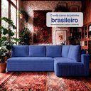 Ver imagem 6 de Sofá de Canto Modular Vibe Direito 2,70m x 1,70m Xpand Tech Tecido Velourê Azul Cama Inbox