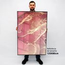 Ver imagem 2 de Quadro Decorativo Caixa Alta com Vidro Abstrato Mármore Rosa Perolado TaColado Moldura Madeira 120 x