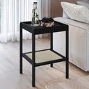 Ver imagem 2 de Mesa Lateral com Prateleira Pés Madeira Arlo A10 Nero/preto - Mpozenato
