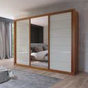 Ver imagem 1 de Guarda Roupa Casal Maia 3 Portas de Correr 6 Gavetas MDF com Espelho Off White Bom Pastor Móveis