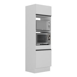 Paneleiro com Rodapé 2 Portas para Forno e Microondas Veneza Multimóveis MP2116.964 Branco/Preto - 2