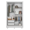 Ver imagem 6 de Guarda Roupa Solteiro com Espelho 2 Portas de Correr Roma Branco