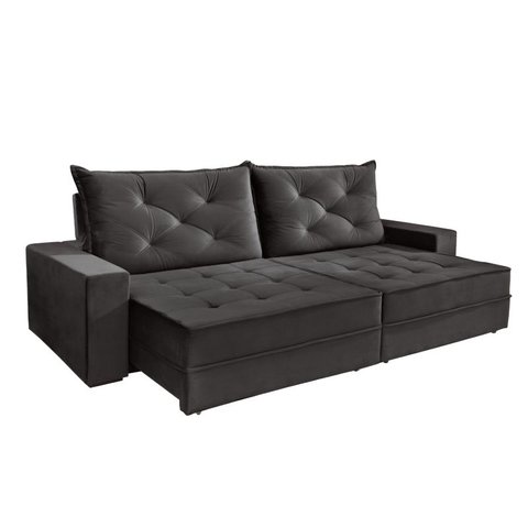 Sofá Retrátil e Reclinável 4 Lugares Berlim Evidence Suede Cinza