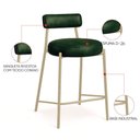 Ver imagem 3 de Banqueta Cozinha Média com Encosto Industrial Champanhe Londres PU Verde D03 - D'Rossi