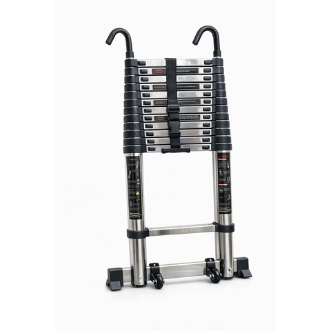 Escada Telescópica em Aço Inoxidável 4,10 Metros 14 Degraus