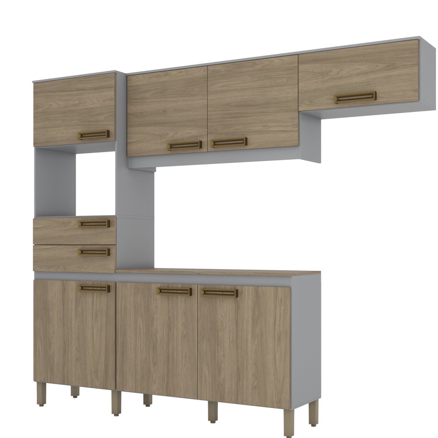 Cozinha Compacta 2 Gavetas 7 Portas B107 Briz | MadeiraMadeira