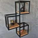 Ver imagem 1 de Suporte 3 Nichos Industrial de Parede Ferro e Mdf