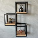 Ver imagem 2 de Suporte 3 Nichos Industrial de Parede Ferro e Mdf