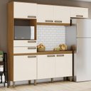Ver imagem 1 de Cozinha Compacta 1 Balcão com Tampo 1 Armário Alto e 1 Armário Aéreo 2 Gavetas 7 Portas B107 Briz