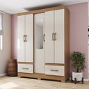 Ver imagem 1 de Guarda-Roupa 05 Portas e 02 Gavetas Nature/Off White Chale Bege