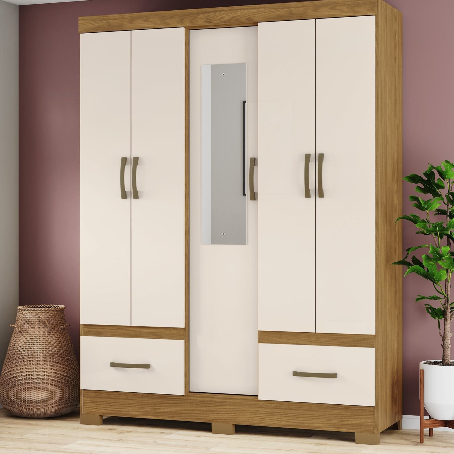 Guarda Roupa Solteiro 5 Portas 2 Gavetas B60 Briz - 1
