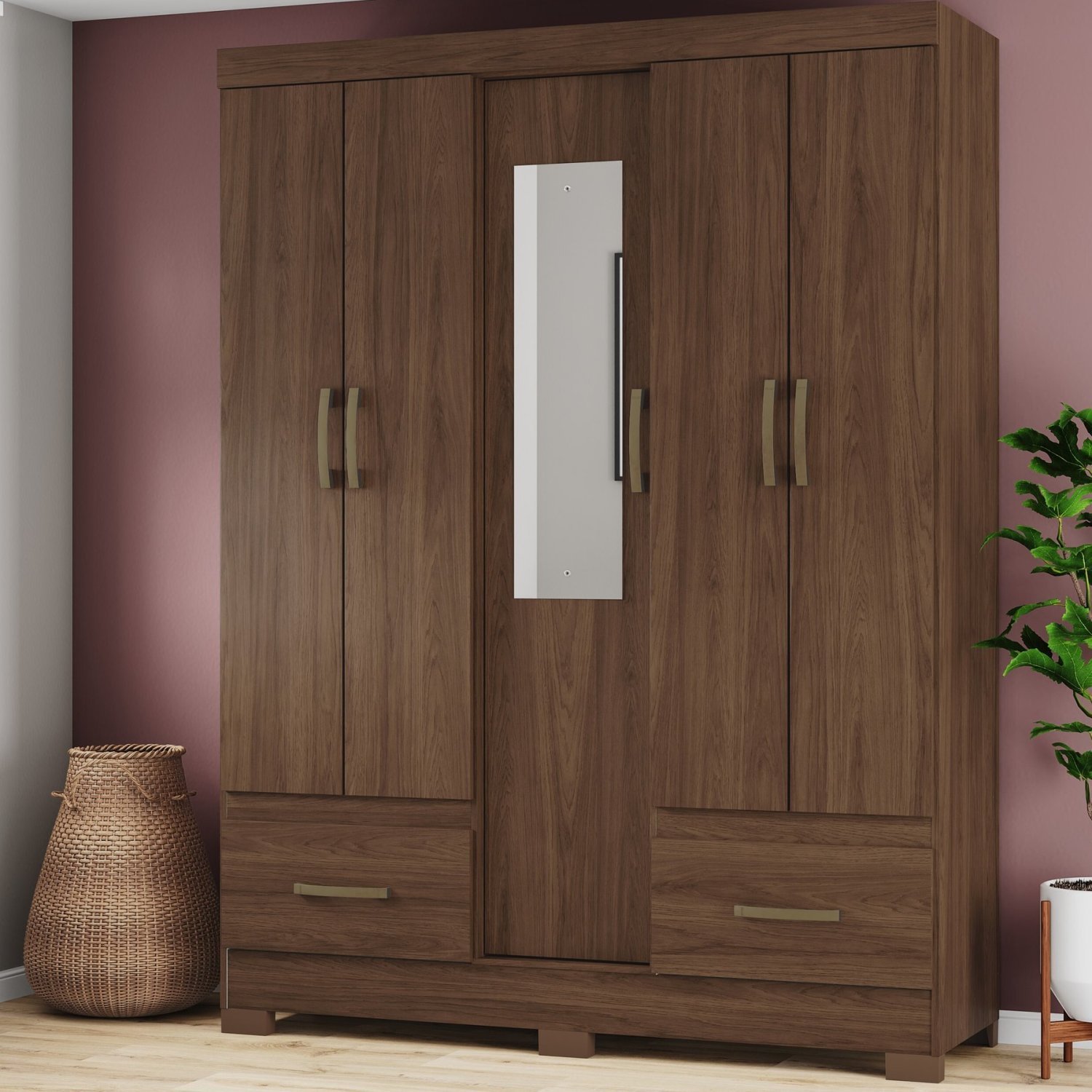 Guarda Roupa Solteiro 5 Portas 2 Gavetas B60 Briz - 1