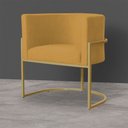 Ver imagem 4 de Poltrona Decorativa Sala de Estar Luana Base Gold Suede Mostarda - Montanaris Decor Md Montanaris de