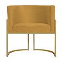 Ver imagem 2 de Poltrona Decorativa Sala de Estar Luana Base Gold Suede Mostarda - Montanaris Decor Md Montanaris de