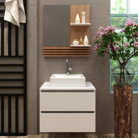 Conjunto Balcão Gabinete Br e Espelheira Am/mrm Br - Tecno