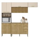 Ver imagem 2 de Armário de Cozinha Completa com Balcão com Tampo 12 Portas Urbano - Freijó/vanilla/com Ripado