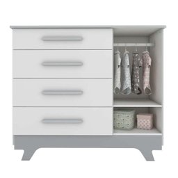 Quarto de Bebê com Cômoda 1 Porta com Janela em Acrílico e Berço 100% MDF Retrô Jolie - 3