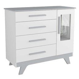 Quarto de Bebê com Cômoda 1 Porta com Janela em Acrílico e Berço 100% MDF Retrô Jolie - 2