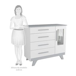 Quarto de Bebê com Cômoda 1 Porta com Janela em Acrílico e Berço 100% MDF Retrô Jolie - 4
