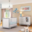 Ver imagem 1 de Quarto de Bebê com Cômoda 1 Porta com Janela em Acrílico e Berço 100% MDF Retrô Jolie