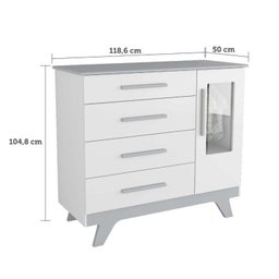 Quarto de Bebê com Cômoda 1 Porta com Janela em Acrílico e Berço 100% MDF Retrô Jolie - 5