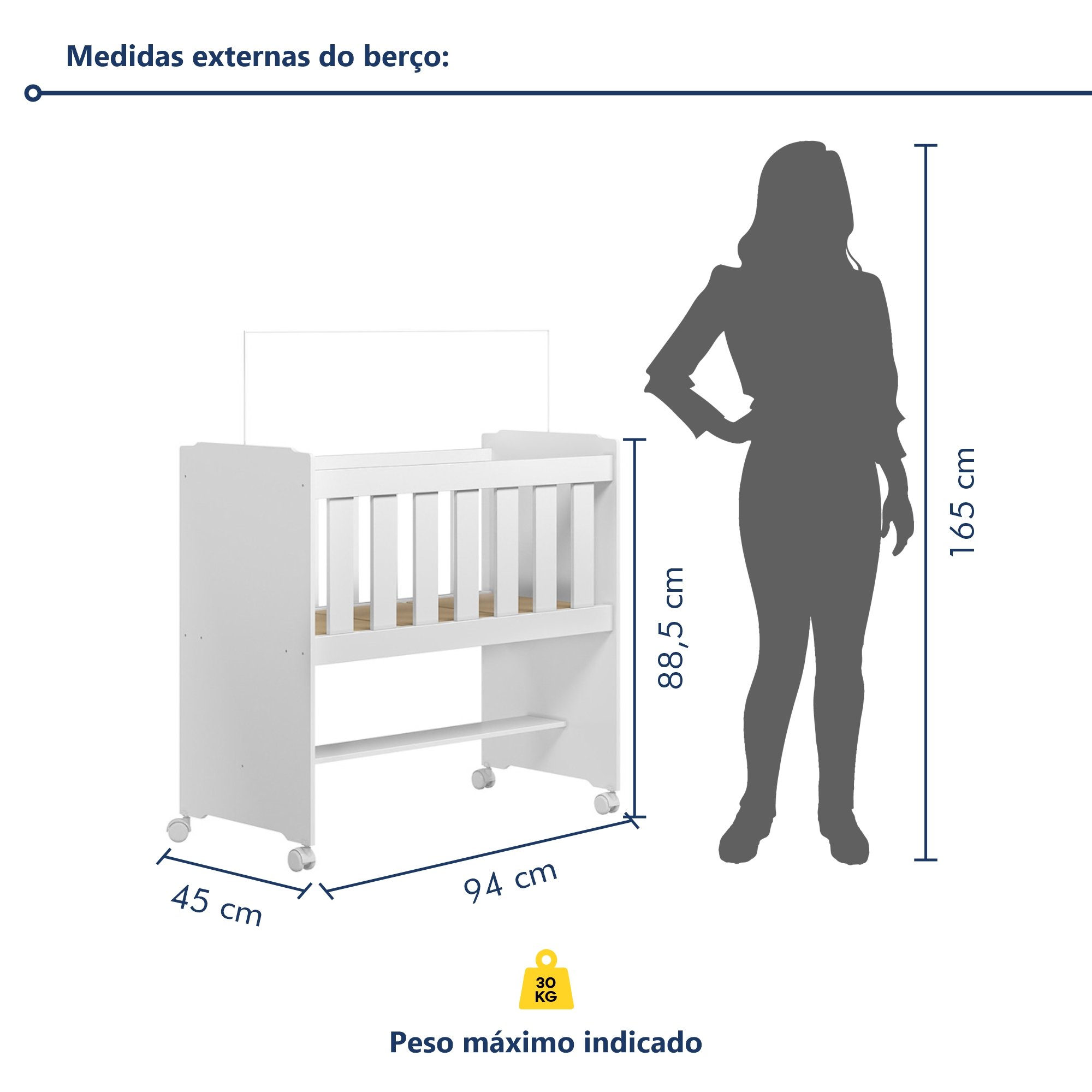 Mini Berço 100% MDF com Rodízios - 5