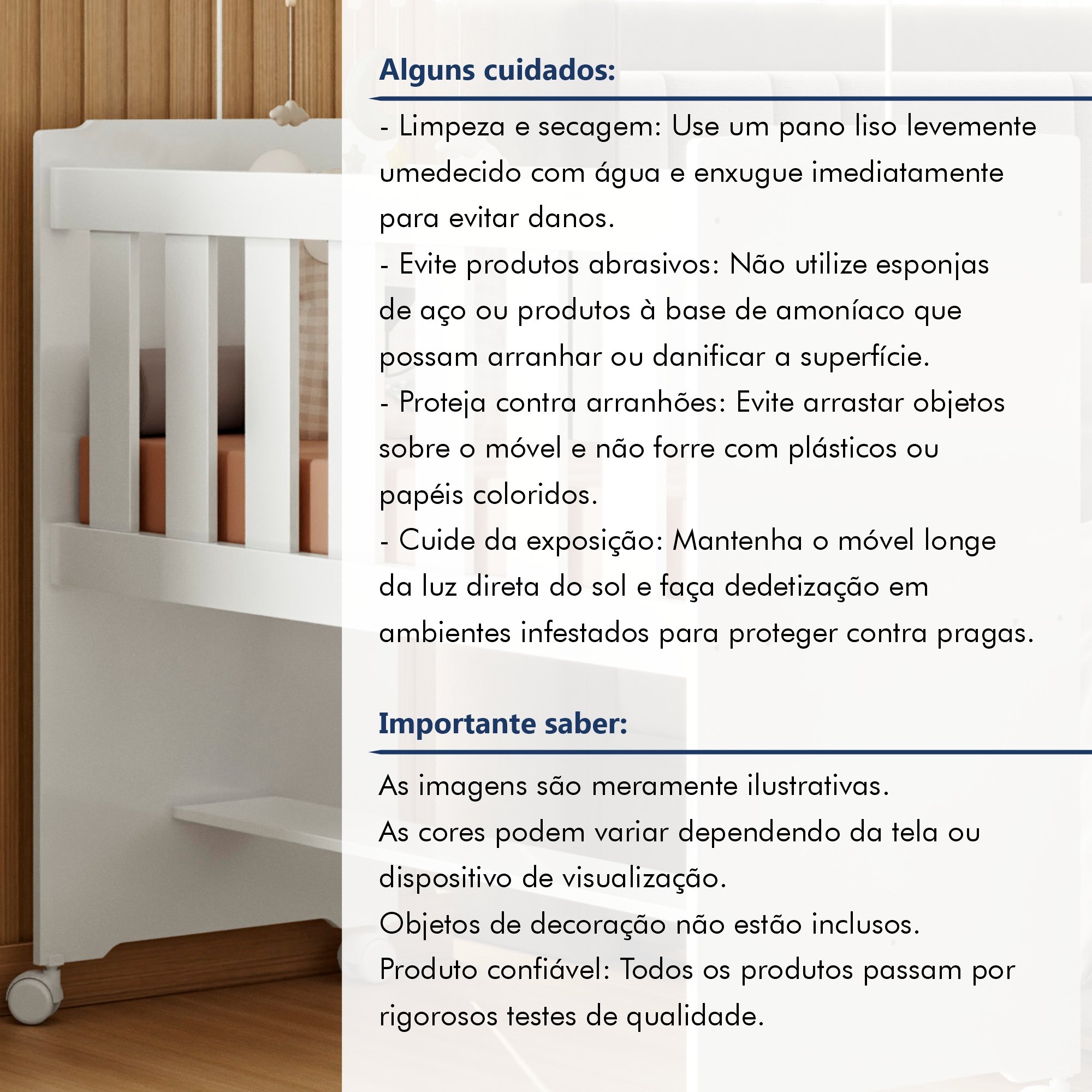 Mini Berço 100% MDF com Rodízios - 7