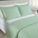 Ver imagem 1 de Kit Cobre Leito Colcha Tendência Casal 3 Peças Micropercal 200 Fios Bordado Premium - Verde