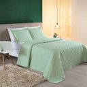 Ver imagem 2 de Kit Cobre Leito Colcha Tendência Casal 3 Peças Micropercal 200 Fios Bordado Premium - Verde