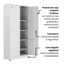 Ver imagem 4 de Armário Aço Alto 2 Portas e 4 Prateiras 196 x 80 cm com Chave Cor:Cinza