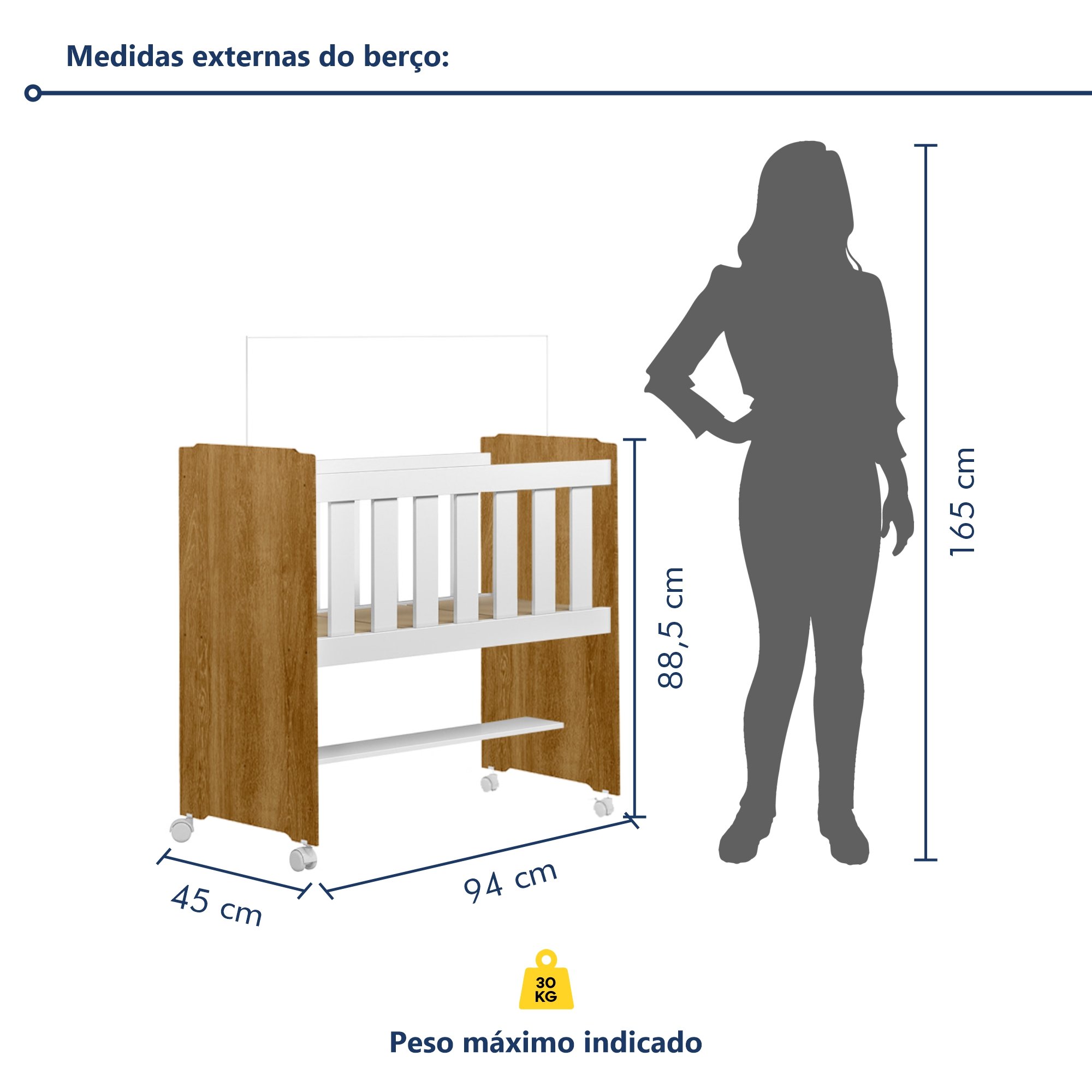 Mini Berço 100% MDF com Rodízios - 5