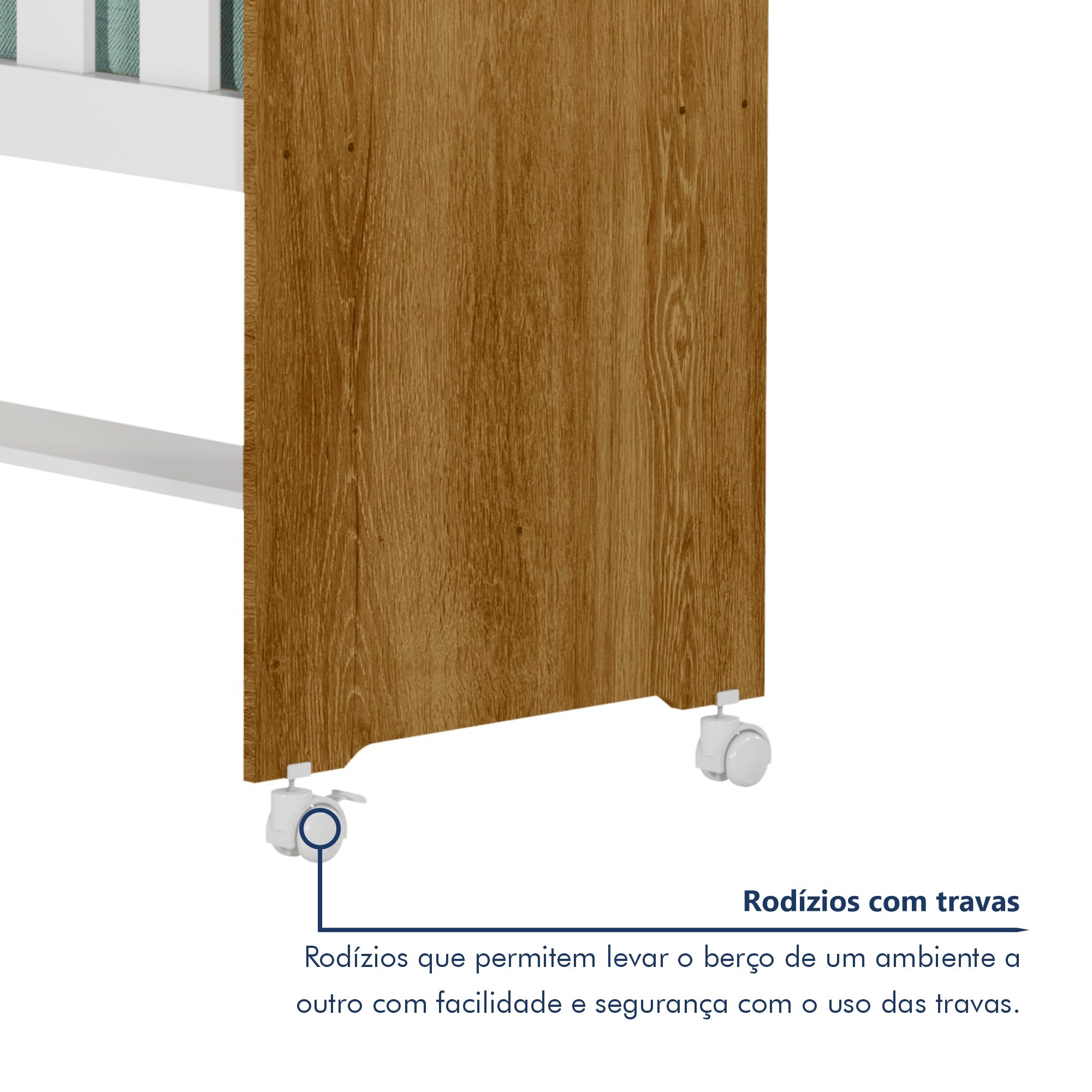 Mini Berço 100% MDF com Rodízios - 4