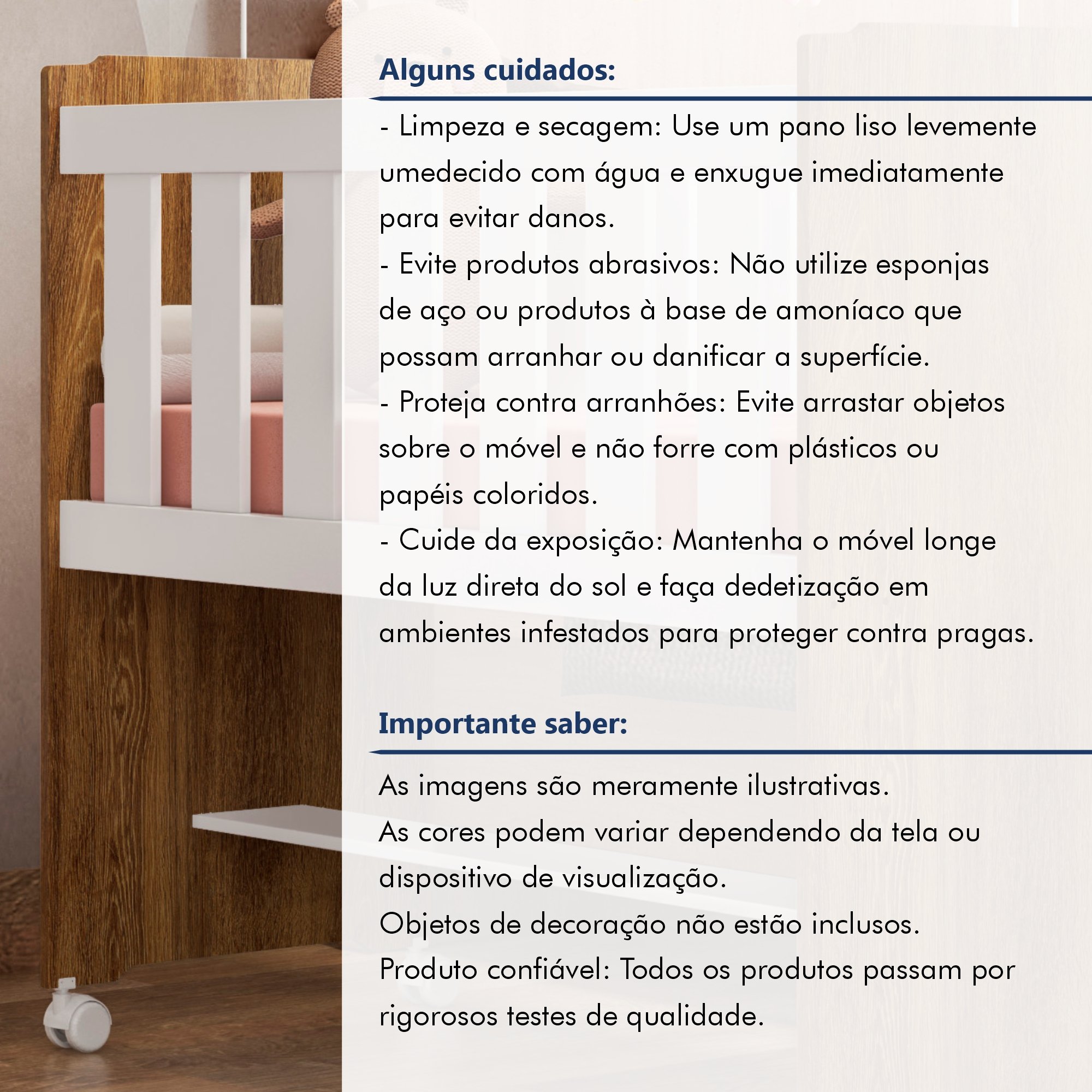 Mini Berço 100% MDF com Rodízios - 7