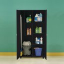Ver imagem 3 de Armário Multiuso 163cm x 86cm 2 Portas 6 Nichos Espaço para Vassoura Preto