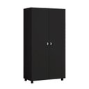 Ver imagem 2 de Armário Multiuso 163cm x 86cm 2 Portas 6 Nichos Espaço para Vassoura Preto