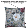 Kit 4 Almofadas Cheias Impermeável Estampa Digital 100% Algodão Flor Branca Vinho Fundo Cinza 43cmx4 - 2