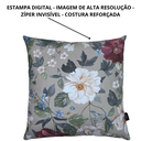 Ver imagem 2 de Kit 4 Almofadas Cheias Impermeável Estampa Digital 100% Algodão Flor Branca Vinho Fundo Cinza 43CMX4