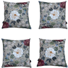 Kit 4 Almofadas Cheias Impermeável Estampa Digital 100% Algodão Flor Branca Vinho Fundo Cinza 43cmx4 - 1