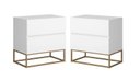 Ver imagem 5 de Kit 2 Mesas de Cabeceira Industrial Eros 45cm para Quarto MDF Branco Pes de Ferro Dourado