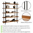 Ver imagem 3 de Armário Aberto Suporte Decorativo Estante Multiuso Estilo Rustico 5 Prateleiras Madeira Maciça