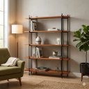 Ver imagem 3 de Armário Aberto Suporte Decorativo Estante Multiuso Estilo Rustico 5 Prateleiras Madeira Maciça