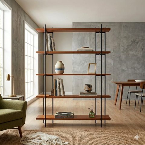 Armário Aberto Suporte Decorativo Estante Multiuso Estilo Rustico 5 Prateleiras Madeira Maciça