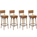 Ver imagem 1 de Kit 4 Banquetas Banco Alto Barcelona Couro Amarula Bar Cozinha Pés Madeira Ms Decor